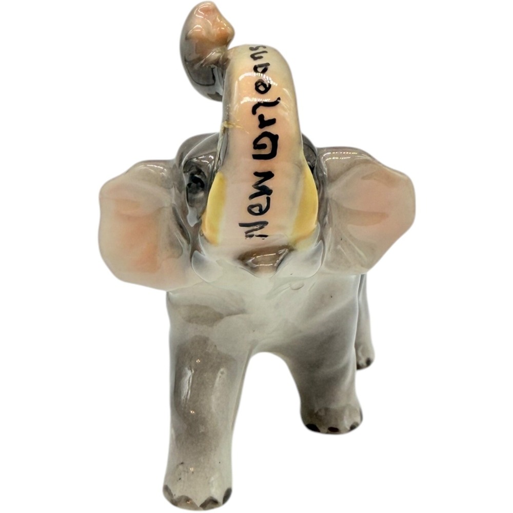 Unbranded New Orleans Elephant Figurine Trunk Up Ceramic Souvenir Vintage Japan - Picture 3 of 9